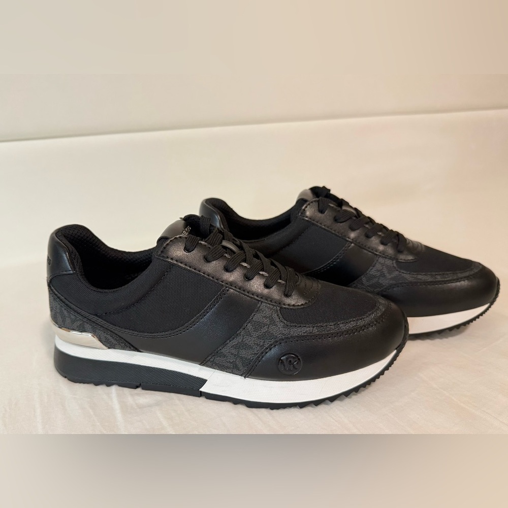 NWOT Michael Kors Andi Trainer: Canvas and Logo, Retro Style, Black Color
